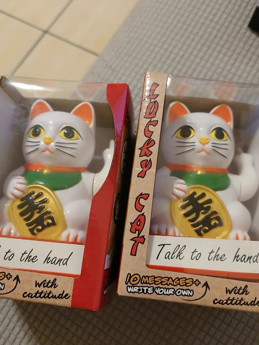 Rude Fortune Cat Figurine with Movable Arms