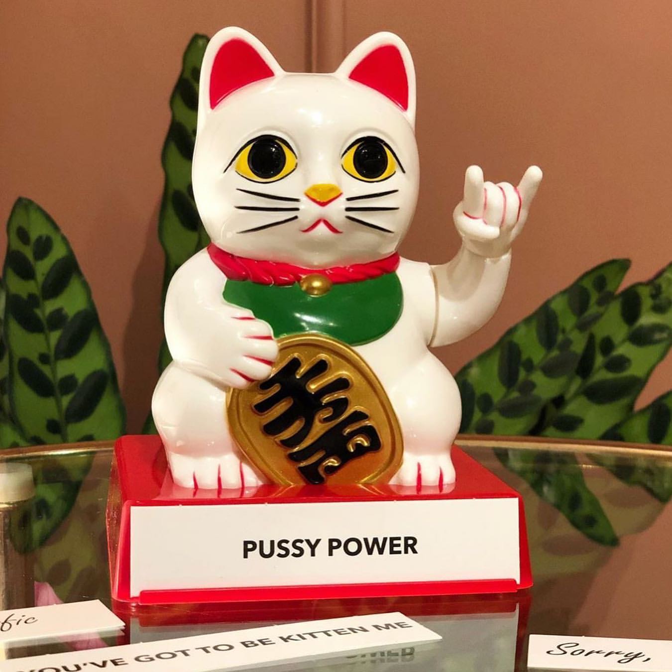 Rude Fortune Cat Figurine with Movable Arms