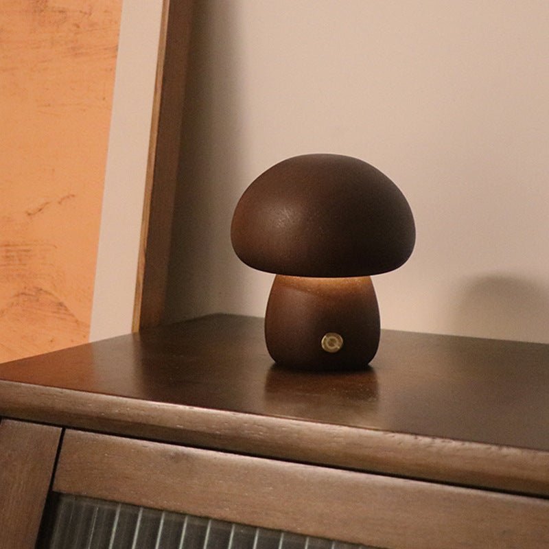 Wood Carved Mushroom Night Light – Beech & Walnut