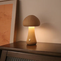 Wood Carved Mushroom Night Light – Beech & Walnut