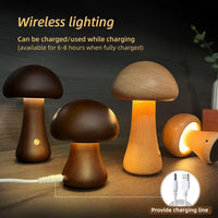Wood Carved Mushroom Night Light – Beech & Walnut
