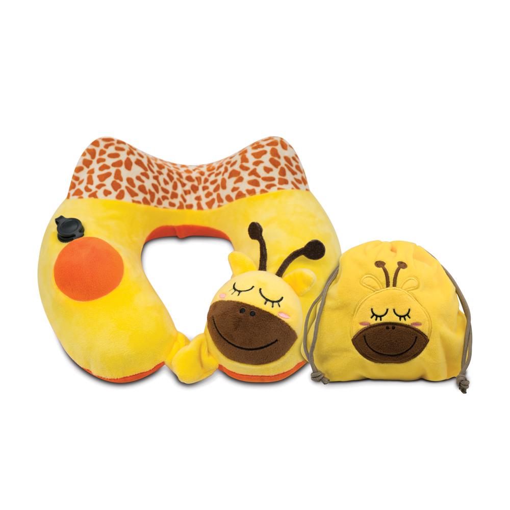 Travelmall Kid's Inflatable Neck Pillow With Patented 3D Pump, Giraffe Edition