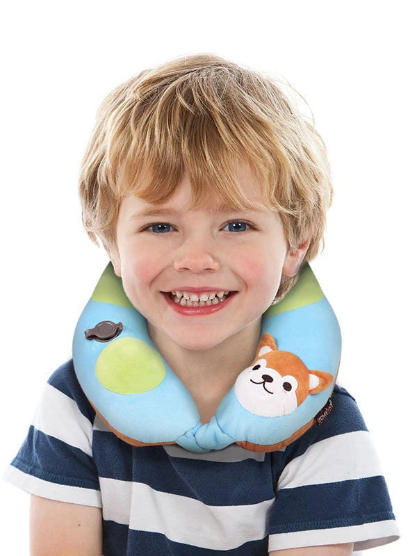 Travelmall Kid's Inflatable Neck Pillow With Patented 3D Pump, Shiba Inu Edition