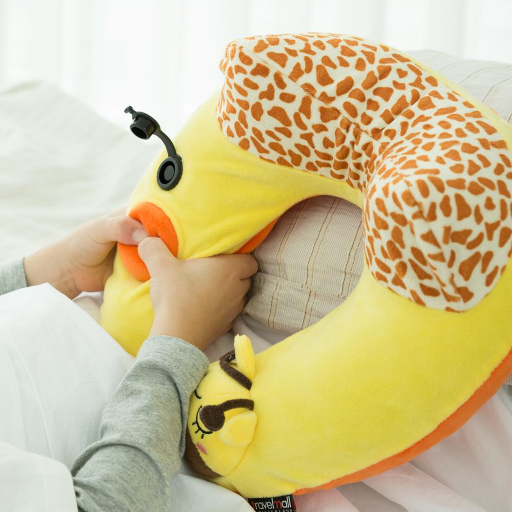 Travelmall Kid's Inflatable Neck Pillow With Patented 3D Pump, Giraffe Edition