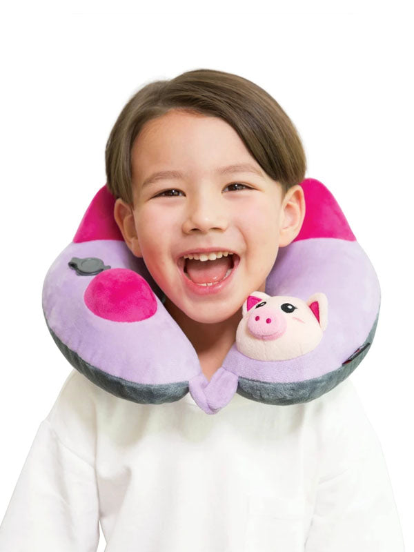 Travelmall Kid's Inflatable Neck Pillow With Patented 3D Pump, Piglet Edition