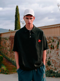 Aeroplane Oversized Polo Shirt in Black Color 4