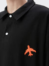 Aeroplane Oversized Polo Shirt in Black Color 2