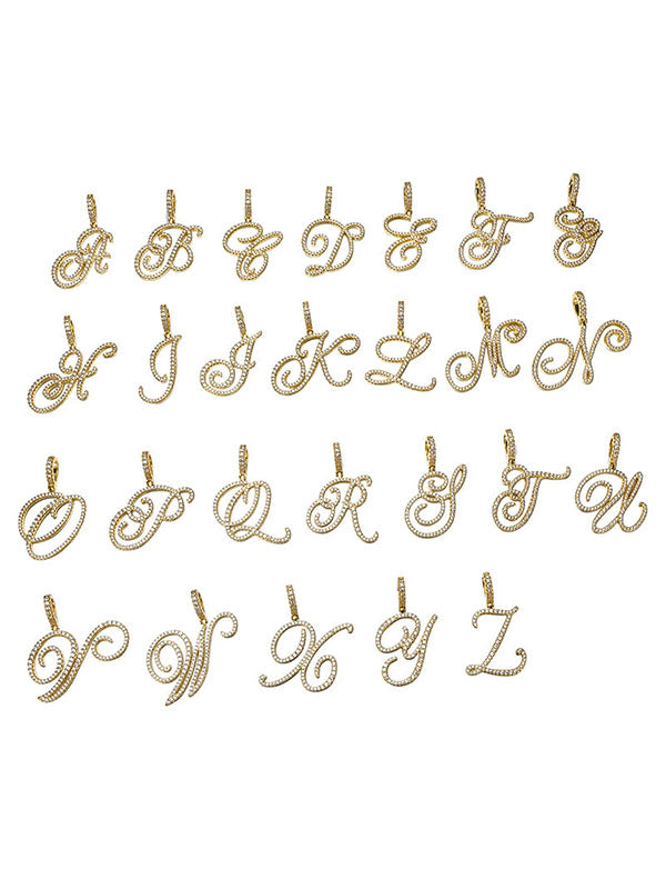 Alphabet Bling Necklace in Gold Color