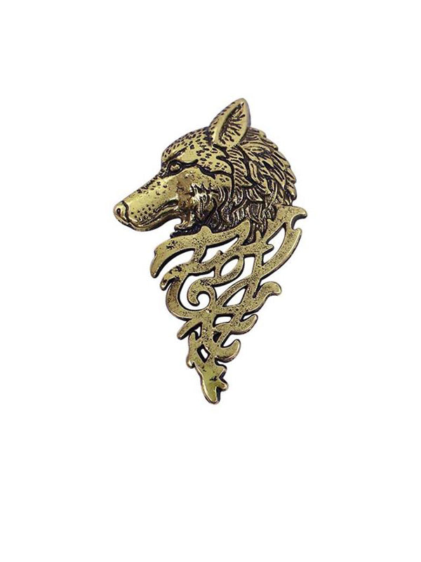 Antique Bronze Plated Wolf Brooch