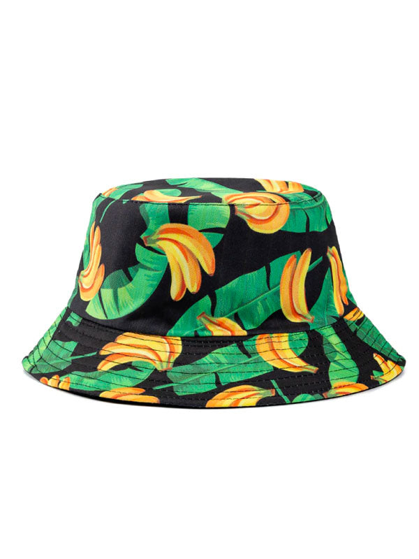 Banana Print Black Bucket Hat
