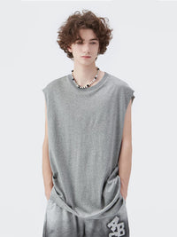 Basic Sleeveless Top in Grey Color