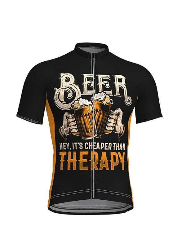 Beer Is Cheaper Than Therapy Short Sleeve Cycling Jersey