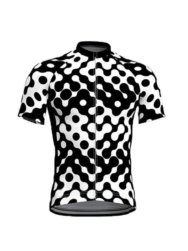 Black And White Print Short Sleeve Cycling Jersey