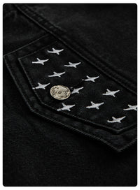 Black Short Sleeve Denim Jacket 4