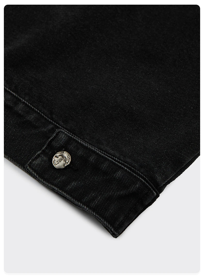 Black Short Sleeve Denim Jacket5