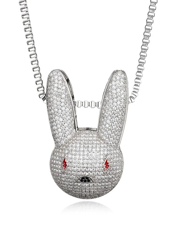 Bling Bunny Necklace in Silver Color