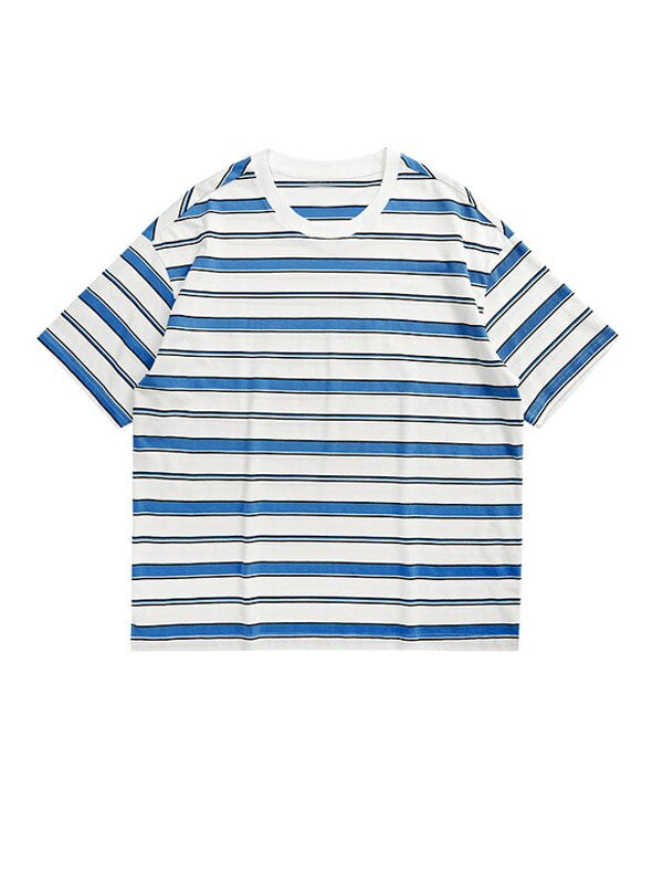 Blue Oversized Striped T-Shirt