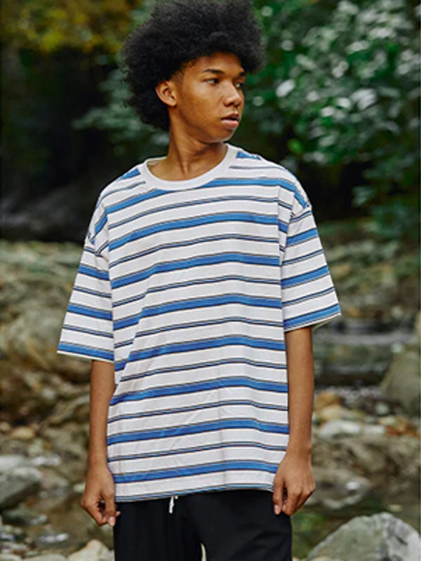 Blue Oversized Striped T-Shirt 3