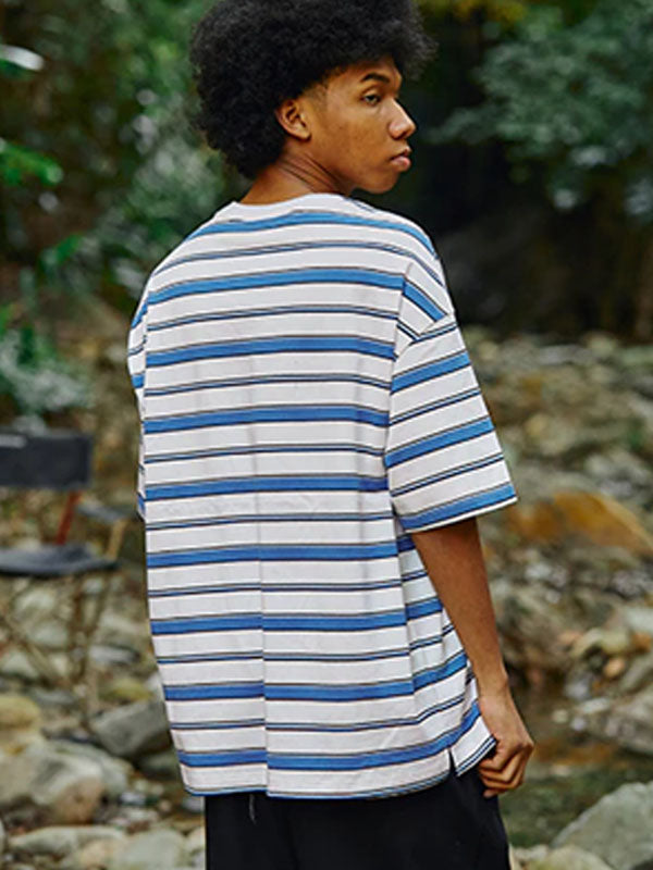 Blue Oversized Striped T-Shirt 4