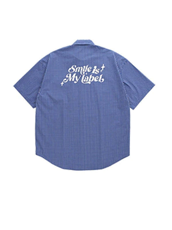 Blue "Smile Is My Label" Short Sleeve Shirt 2