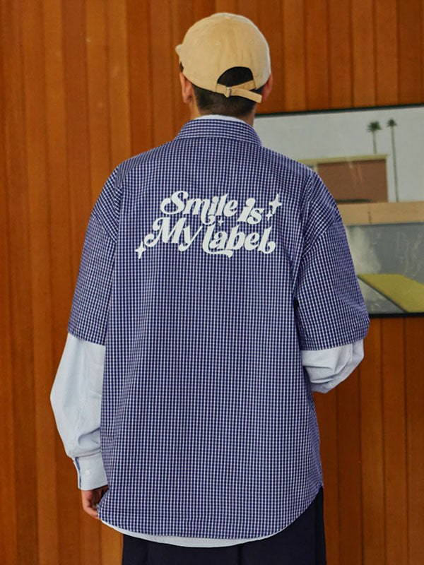 Blue "Smile Is My Label" Short Sleeve Shirt 3