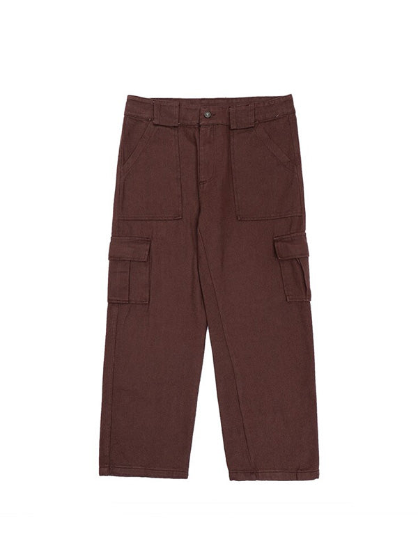 Brown Loose Straight Cargo Pants