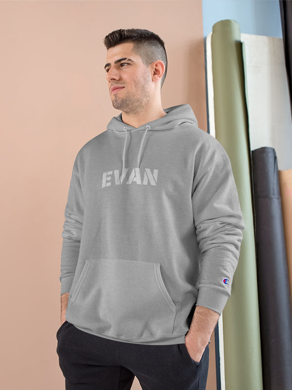 Champion Hoodie in Light Steel Color (Customise Your Name) 2