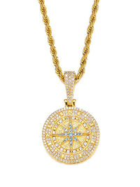 Compass Rope Chain Necklace in Gold Color
