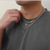 Cross / Lock Necklace (2 Pieces) 3