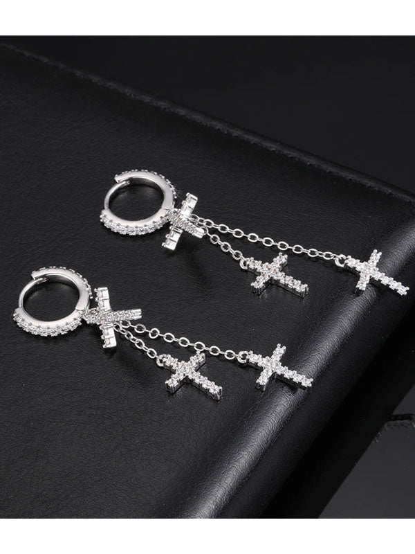 Dangling Cross Earring in Silver Color 3