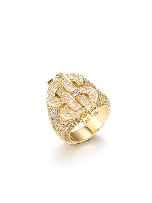 Dollar Sign Ring in Gold Color