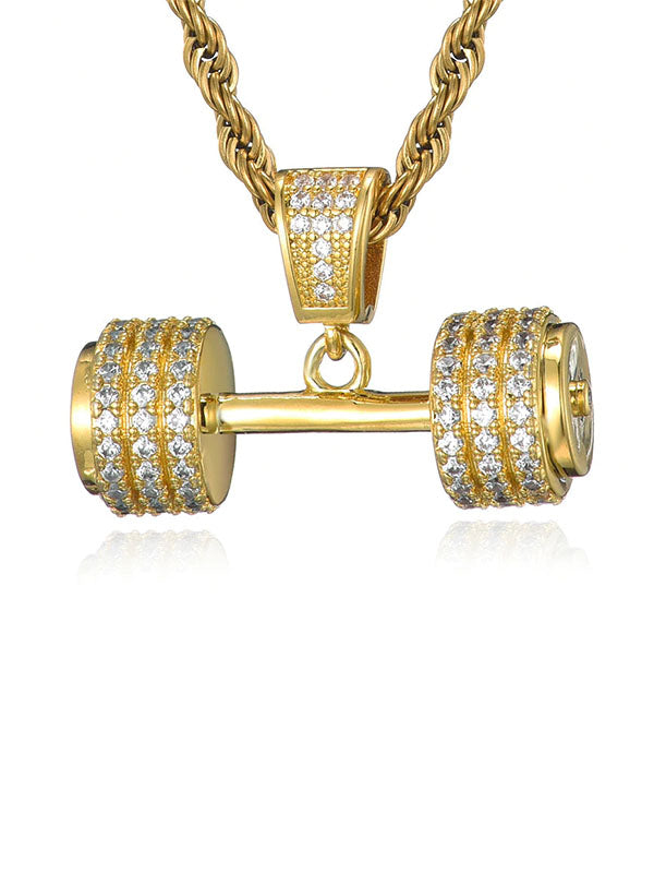 Dumbbell Rope Chain Necklace in Gold Color