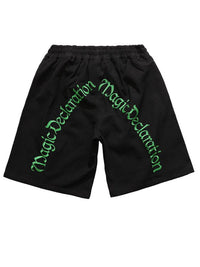 Embroidered Magic Declaration Shorts in Black Color