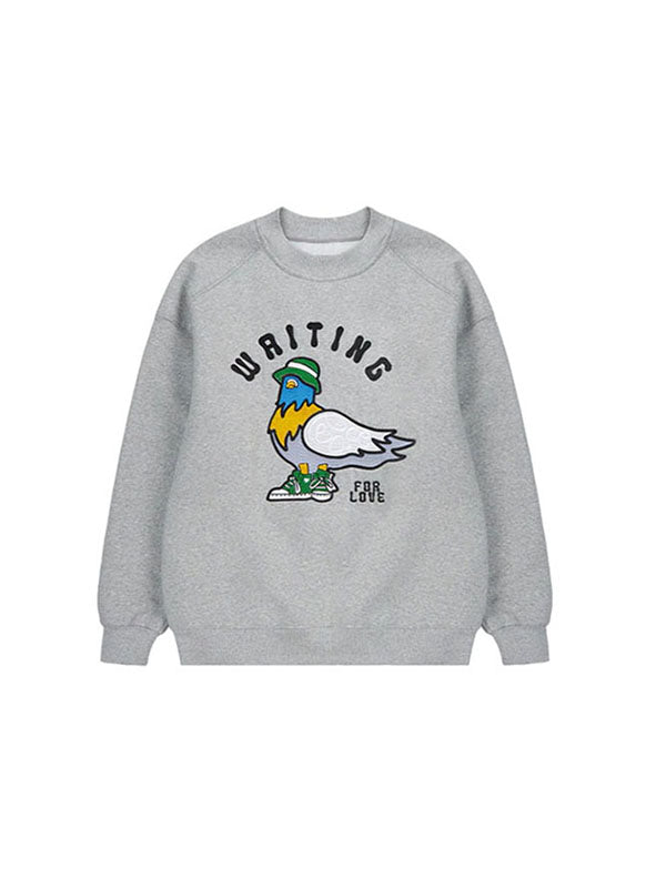 Embroidered Waiting For Love Grey Sweater