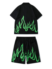 Flame Print Shirt and Shorts Set 2