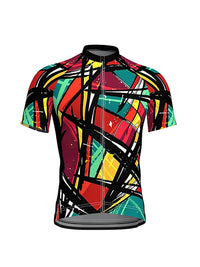 Geometric Print Short Sleeve Cycling Jersey