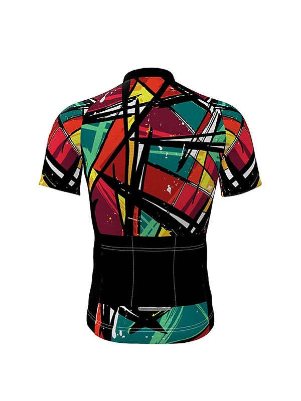 Geometric Print Short Sleeve Cycling Jersey 2
