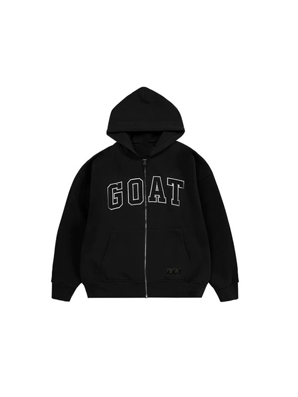 Goat Fleece Hoodie Jacket in Black Color