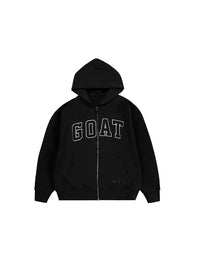 Goat Fleece Hoodie Jacket in Black Color