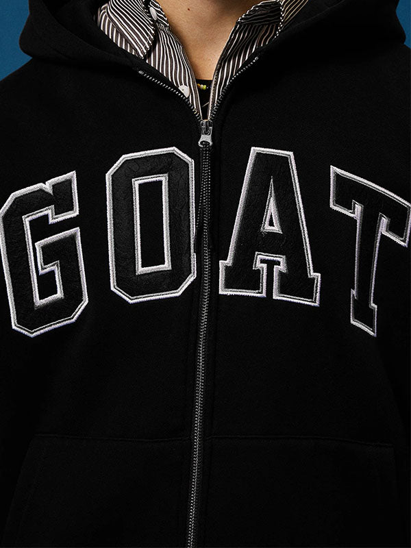Goat Fleece Hoodie Jacket in Black Color 8