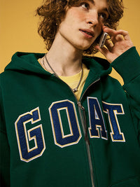 Goat Fleece Hoodie Jacket in Green Color 2