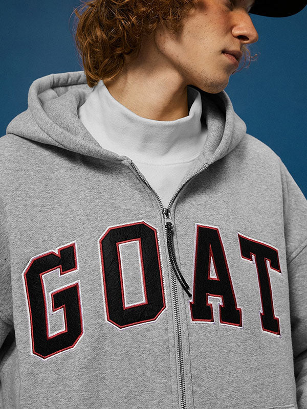 Goat Fleece Hoodie Jacket in Grey Color 5