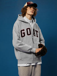 Goat Fleece Hoodie Jacket in Grey Color 8