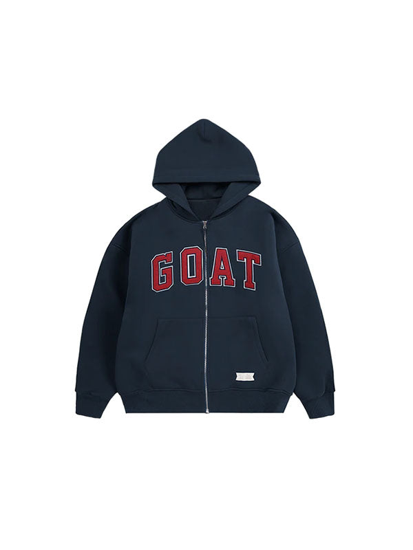 Goat Fleece Hoodie Jacket in Royal Blue Color