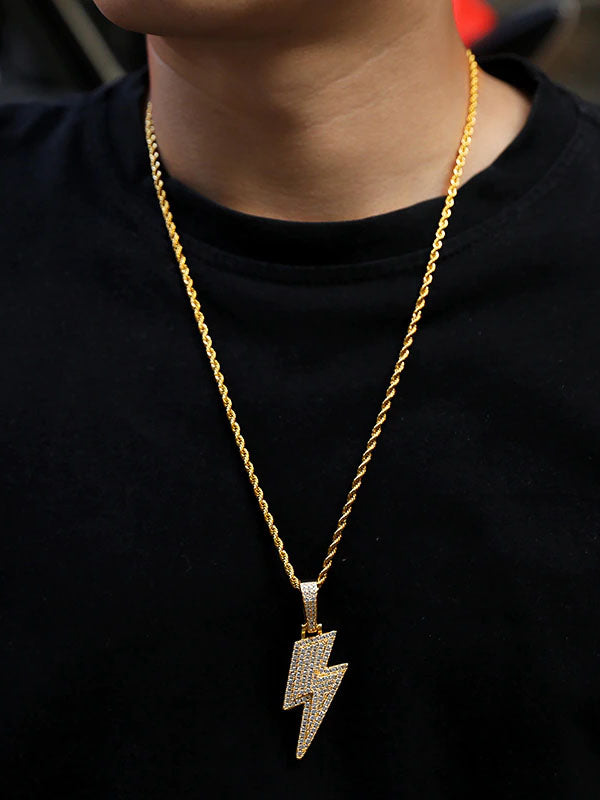 Gold Lightning Rope Chain Necklace