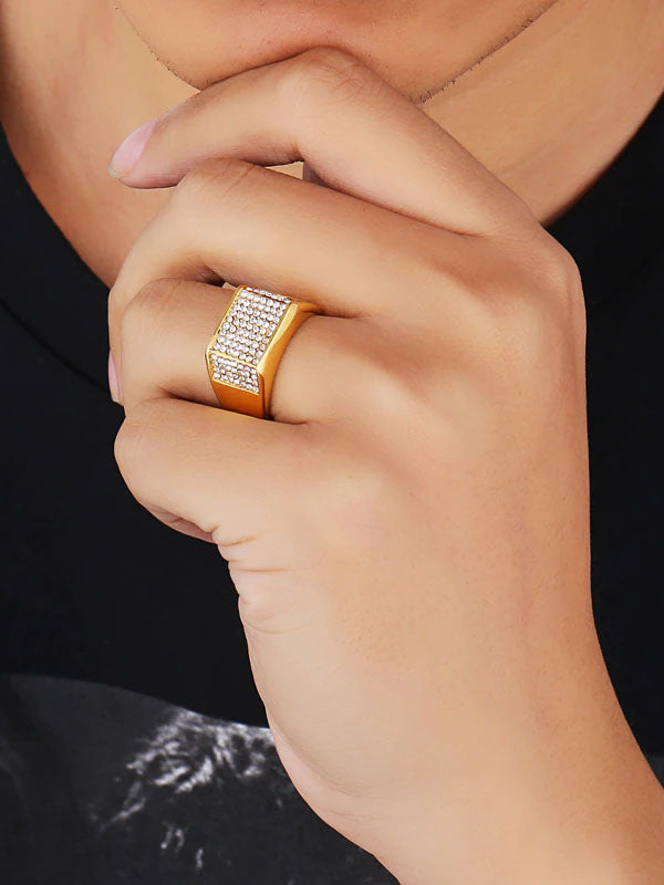 Gold Ring with Rhinestone