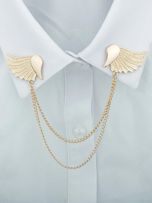 Gold Wings with Chain Brooch 2