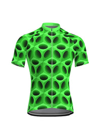 Green Cube Print Short Sleeve Cycling Jersey