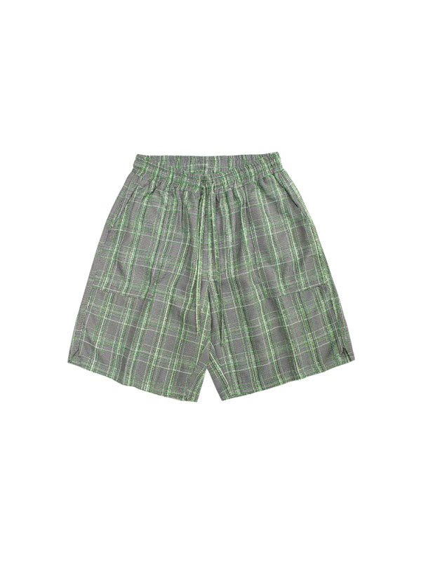 Green Plaid Baggy Shorts 9