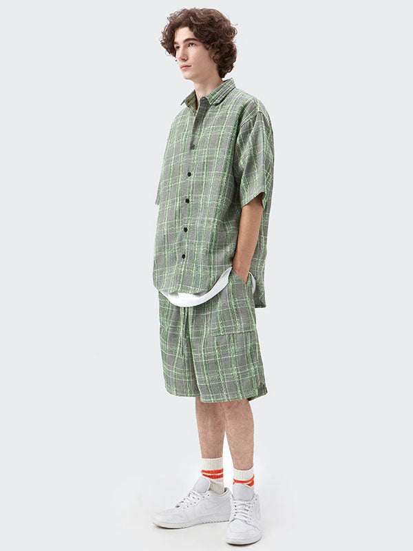 Green Plaid Baggy Shorts 3